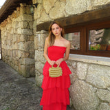 The Tiered Maxi Dress - Red
