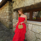 The Tiered Maxi Dress - Red