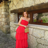 The Tiered Maxi Dress - Red
