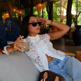 Mandarin Button Lace Shirt