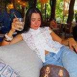 Mandarin Button Lace Shirt